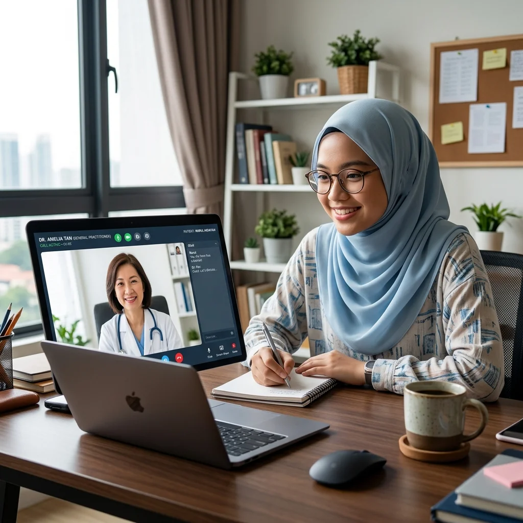 Student using teleconsultation with a doctor